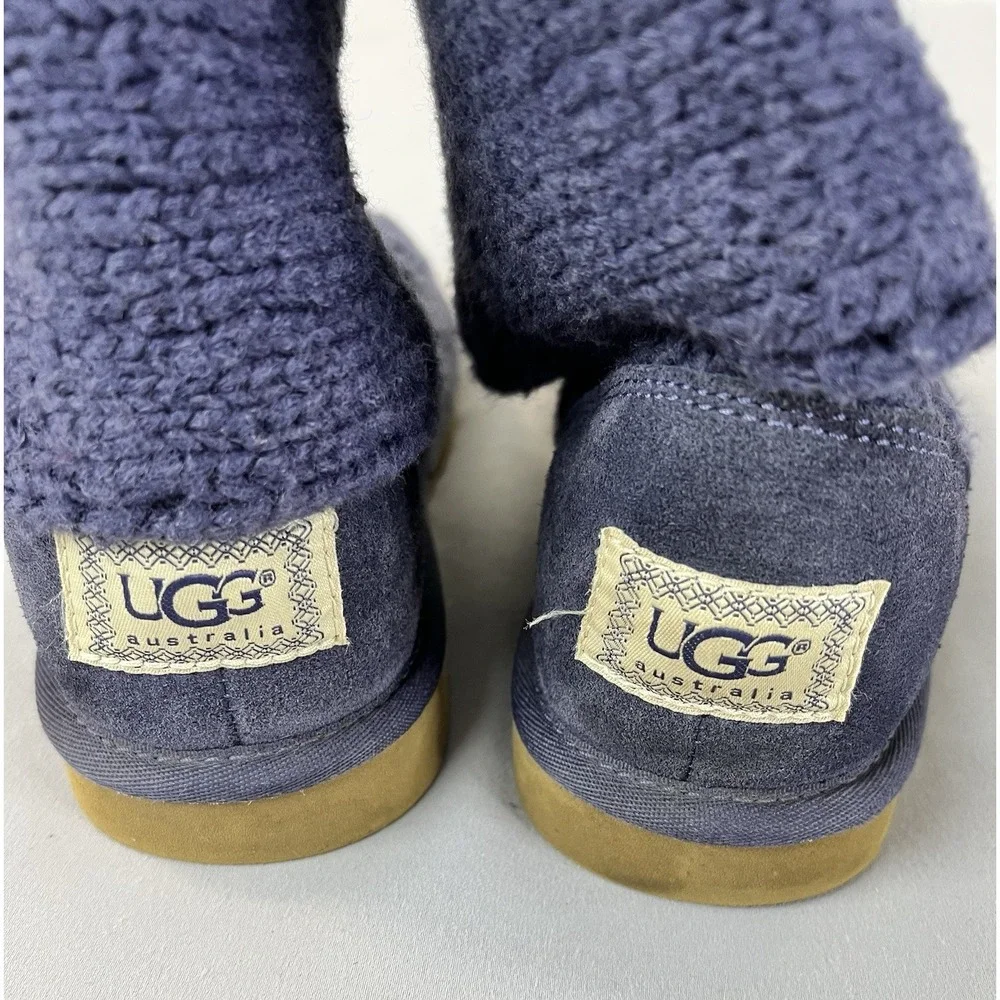 UGG Boots Womens Sz 8 Australia Knit Fold‎ Over Purple Sweater